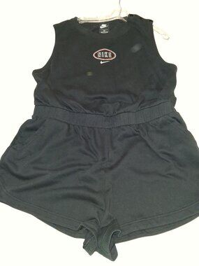 Nike Womens Black 1X 14/16 Sleeveless Romper With Elastic Waist Pockets Embroide